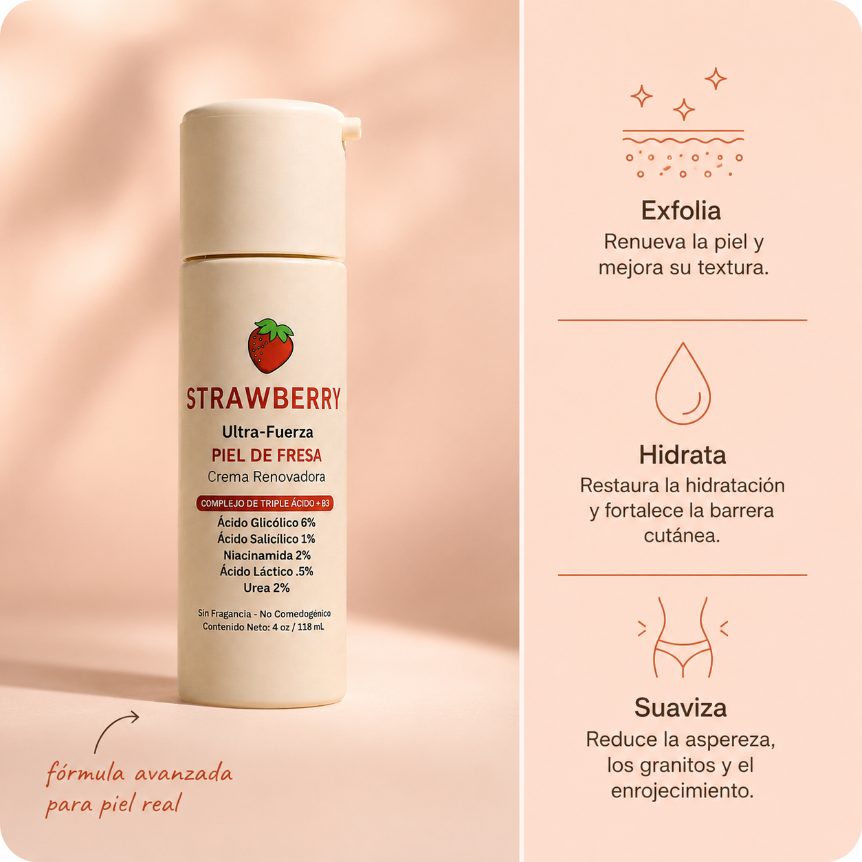 Crema Renovadora Corporal | Para piel de gallina y puntos rojos | Strawberry™